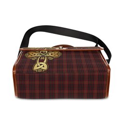 ScotsTee Shop Scottish MacIan Clan Tartan Canvas Bag Golden Thistle and Celtic Cross Personalize Your Name Bag
