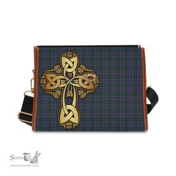 ScotsTee Shop Scottish MacHardy Clan Tartan Canvas Bag Golden Thistle and Celtic Cross Personalize Your Name Bag