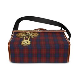 ScotsTee Shop Scottish MacEdward Clan Tartan Canvas Bag Golden Thistle and Celtic Cross Personalize Your Name Bag