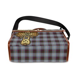 ScotsTee Shop Scottish MacDonald Dress Ancient Clan Tartan Canvas Bag Golden Thistle and Celtic Cross Personalize Your Name Bag