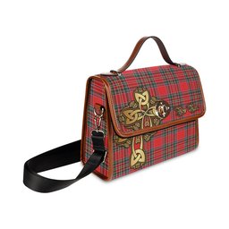 ScotsTee Shop Scottish MacBain Clan Tartan Canvas Bag Golden Thistle and Celtic Cross Personalize Your Name Bag