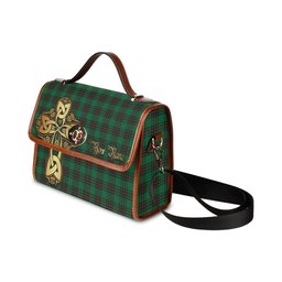 ScotsTee Shop Scottish Logie Clan Tartan Canvas Bag Golden Thistle and Celtic Cross Personalize Your Name Bag