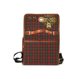 ScotsTee Shop Scottish MacGregor Clan Tartan Canvas Bag Golden Thistle and Celtic Cross Personalize Your Name Bag
