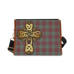 ScotsTee Shop Scottish MacGregor Hunting Ancient Clan Tartan Canvas Bag Golden Thistle and Celtic Cross Personalize Your Name Bag