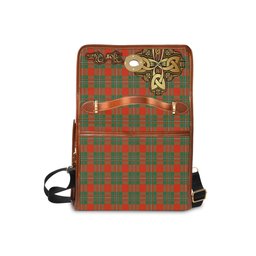 ScotsTee Shop Scottish MacGregor Ancient Clan Tartan Canvas Bag Golden Thistle and Celtic Cross Personalize Your Name Bag