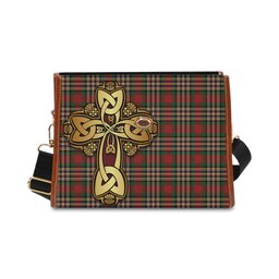 ScotsTee Shop Scottish MacGill Clan Tartan Canvas Bag Golden Thistle and Celtic Cross Personalize Your Name Bag
