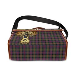 ScotsTee Shop Scottish MacDonell of Glengarry Modern Clan Tartan Canvas Bag Golden Thistle and Celtic Cross Personalize Your Name Bag