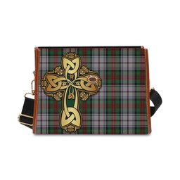 ScotsTee Shop Scottish MacDuff Dress Clan Tartan Canvas Bag Golden Thistle and Celtic Cross Personalize Your Name Bag