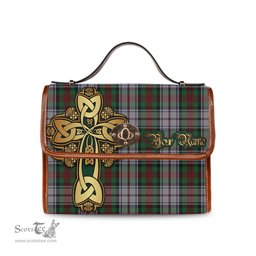 ScotsTee Shop Scottish MacDuff Dress Clan Tartan Canvas Bag Golden Thistle and Celtic Cross Personalize Your Name Bag