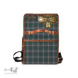 ScotsTee Shop Scottish MacDowall Clan Tartan Canvas Bag Golden Thistle and Celtic Cross Personalize Your Name Bag