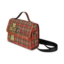 ScotsTee Shop Scottish MacGill Modern Clan Tartan Canvas Bag Golden Thistle and Celtic Cross Personalize Your Name Bag