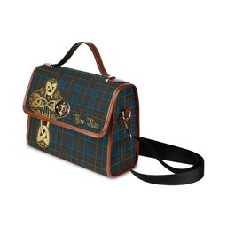 ScotsTee Shop Scottish MacConnell Clan Tartan Canvas Bag Golden Thistle and Celtic Cross Personalize Your Name Bag