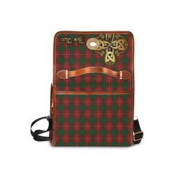 ScotsTee Shop Scottish MacFie Clan Tartan Canvas Bag Golden Thistle and Celtic Cross Personalize Your Name Bag