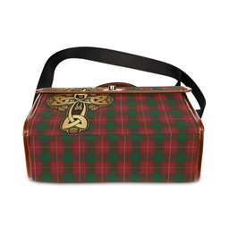 ScotsTee Shop Scottish MacFie Clan Tartan Canvas Bag Golden Thistle and Celtic Cross Personalize Your Name Bag