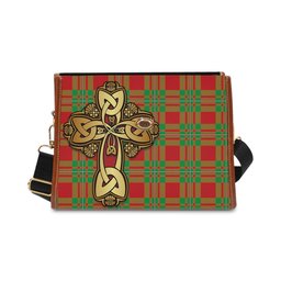 ScotsTee Shop Scottish MacGregor Modern Clan Tartan Canvas Bag Golden Thistle and Celtic Cross Personalize Your Name Bag