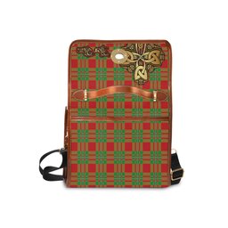 ScotsTee Shop Scottish MacGregor Modern Clan Tartan Canvas Bag Golden Thistle and Celtic Cross Personalize Your Name Bag