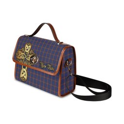 ScotsTee Shop Scottish MacLaine of Lochbuie Clan Tartan Canvas Bag Golden Thistle and Celtic Cross Personalize Your Name Bag