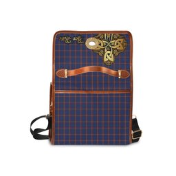 ScotsTee Shop Scottish MacLaine of Lochbuie Clan Tartan Canvas Bag Golden Thistle and Celtic Cross Personalize Your Name Bag