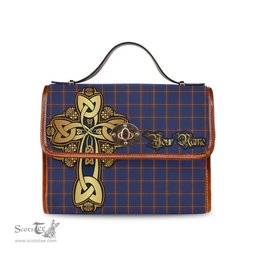 ScotsTee Shop Scottish MacLaine of Lochbuie Clan Tartan Canvas Bag Golden Thistle and Celtic Cross Personalize Your Name Bag