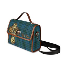 ScotsTee Shop Scottish Matheson Hunting Clan Tartan Canvas Bag Golden Thistle and Celtic Cross Personalize Your Name Bag