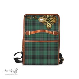 ScotsTee Shop Scottish MacLean Hunting Ancient Clan Tartan Canvas Bag Golden Thistle and Celtic Cross Personalize Your Name Bag