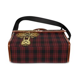 ScotsTee Shop Scottish Menzies Hunting Clan Tartan Canvas Bag Golden Thistle and Celtic Cross Personalize Your Name Bag