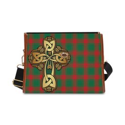 ScotsTee Shop Scottish Middleton Modern Clan Tartan Canvas Bag Golden Thistle and Celtic Cross Personalize Your Name Bag