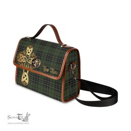 ScotsTee Shop Scottish MacLean Hunting Clan Tartan Canvas Bag Golden Thistle and Celtic Cross Personalize Your Name Bag