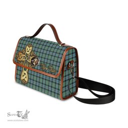 ScotsTee Shop Scottish Melville Ancient Clan Tartan Canvas Bag Golden Thistle and Celtic Cross Personalize Your Name Bag