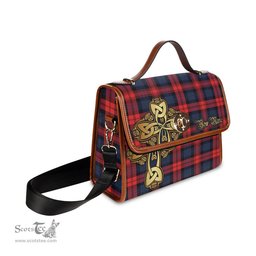 ScotsTee Shop Scottish Mclaughlin Clan Tartan Canvas Bag Golden Thistle and Celtic Cross Personalize Your Name Bag