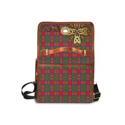 ScotsTee Shop Scottish MacKintosh Modern Clan Tartan Canvas Bag Golden Thistle and Celtic Cross Personalize Your Name Bag