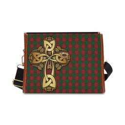 ScotsTee Shop Scottish Moncrieff Clan Tartan Canvas Bag Golden Thistle and Celtic Cross Personalize Your Name Bag