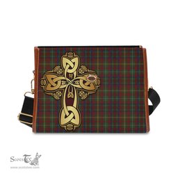 ScotsTee Shop Scottish MacMaster Clan Tartan Canvas Bag Golden Thistle and Celtic Cross Personalize Your Name Bag