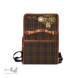 ScotsTee Shop Scottish MacMaster Clan Tartan Canvas Bag Golden Thistle and Celtic Cross Personalize Your Name Bag
