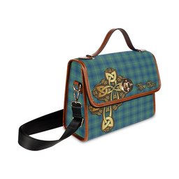 ScotsTee Shop Scottish Oliphant Ancient Clan Tartan Canvas Bag Golden Thistle and Celtic Cross Personalize Your Name Bag