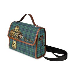 ScotsTee Shop Scottish MacNeil of Colonsay Ancient Clan Tartan Canvas Bag Golden Thistle and Celtic Cross Personalize Your Name Bag
