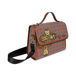 ScotsTee Shop Scottish Robertson Ancient Clan Tartan Canvas Bag Golden Thistle and Celtic Cross Personalize Your Name Bag