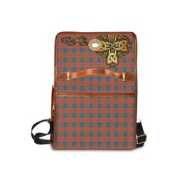 ScotsTee Shop Scottish Robertson Ancient Clan Tartan Canvas Bag Golden Thistle and Celtic Cross Personalize Your Name Bag