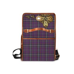 ScotsTee Shop Scottish O'Riagain Clan Tartan Canvas Bag Golden Thistle and Celtic Cross Personalize Your Name Bag
