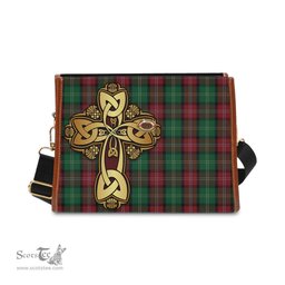 ScotsTee Shop Scottish Sawyer Clan Tartan Canvas Bag Golden Thistle and Celtic Cross Personalize Your Name Bag