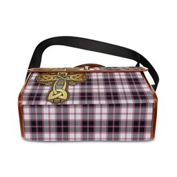 ScotsTee Shop Scottish MacPherson Hunting Modern Clan Tartan Canvas Bag Golden Thistle and Celtic Cross Personalize Your Name Bag