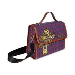 ScotsTee Shop Scottish Montgomery Modern Clan Tartan Canvas Bag Golden Thistle and Celtic Cross Personalize Your Name Bag