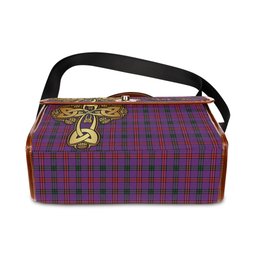 ScotsTee Shop Scottish Montgomery Modern Clan Tartan Canvas Bag Golden Thistle and Celtic Cross Personalize Your Name Bag