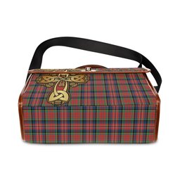 ScotsTee Shop Scottish MacPherson Ancient Clan Tartan Canvas Bag Golden Thistle and Celtic Cross Personalize Your Name Bag