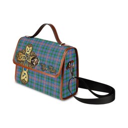 ScotsTee Shop Scottish Ralston Clan Tartan Canvas Bag Golden Thistle and Celtic Cross Personalize Your Name Bag