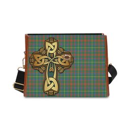ScotsTee Shop Scottish MacKintosh Hunting Ancient Clan Tartan Canvas Bag Golden Thistle and Celtic Cross Personalize Your Name Bag