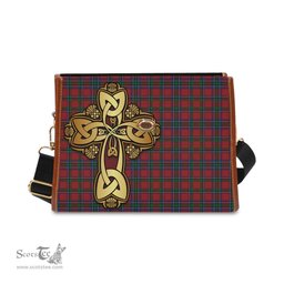 ScotsTee Shop Scottish Sinclair Clan Tartan Canvas Bag Golden Thistle and Celtic Cross Personalize Your Name Bag