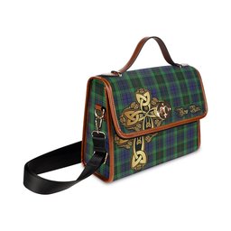 ScotsTee Shop Scottish Rutledge Clan Tartan Canvas Bag Golden Thistle and Celtic Cross Personalize Your Name Bag
