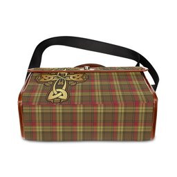 ScotsTee Shop Scottish MacMillan Old Weathered Clan Tartan Canvas Bag Golden Thistle and Celtic Cross Personalize Your Name Bag