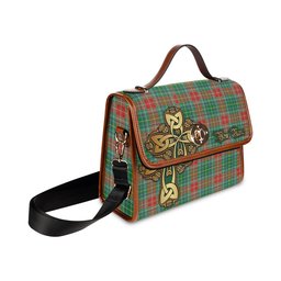 ScotsTee Shop Scottish Muirhead Clan Tartan Canvas Bag Golden Thistle and Celtic Cross Personalize Your Name Bag